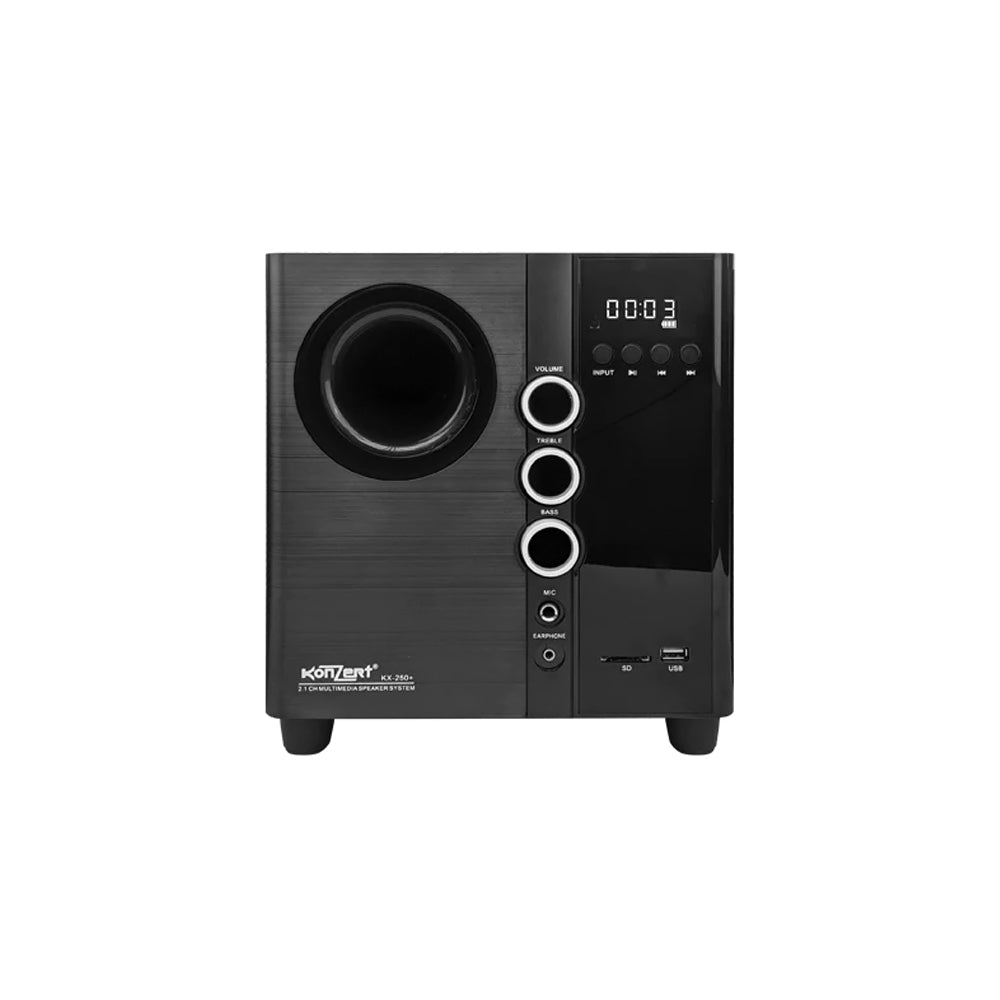 Konzert KX-250+ 2500W 2.1 Channel Active Multimedia Speaker System with Bluetooth, USB/SD Slot, Aux-In, Mic Input, FM Radio