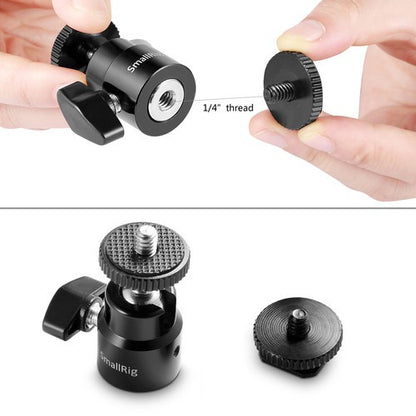 SmallRig 2059 Camera Hot Shoe Mount with Additiol 1/4"-20 Screw Ball Head Cold Shoe Adapter (2-Pack)