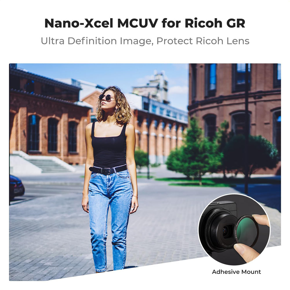 K&F Concept Multi-Coated UV Nano-X Lens Filter for Ricoh GR IIIx, GR IIIx HDF, GR III, GR III HDF and GR II Digital Compact Cameras, 28-Layer Nanometer Coatings, Ultra Thin Slim with Protective Case & Microfiber Cleaning Cloth