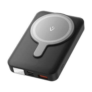 Vention 10000mAh 22.5W/PD20W Magnetic Wireless Power Bank with Smart LED Digital Display, 2-Port Output, Stand Function for iPhone, iPad, Airpods, Android Smartphone, Tablet, Camera - Black, White