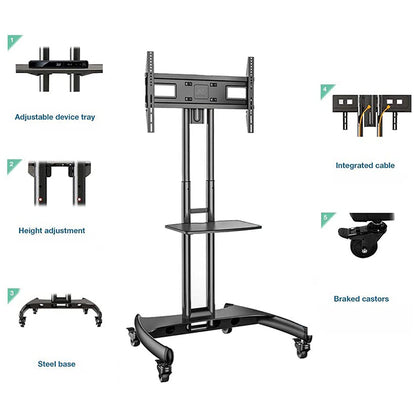 North Bayou NB AVA Series Mobile TV Cart (32" to 70") (55" to 85") with VESA Mount Screen Lift Television Stand with AV Shelf and Lockable Wheels for LCD LED Flat Screen TVs | AVA1500, AVA1800