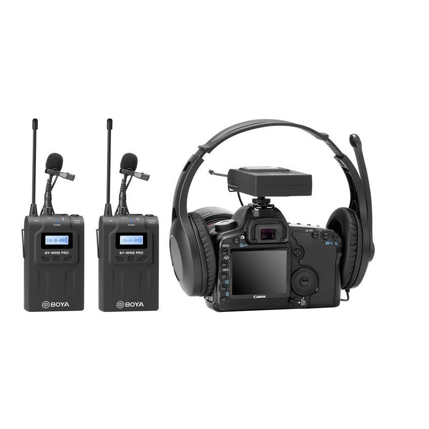 Boya BY-WM8 Pro K2 UHF Dual Channel wireless Lapel Receiver with Two Lavalier Microphone Transmitter
