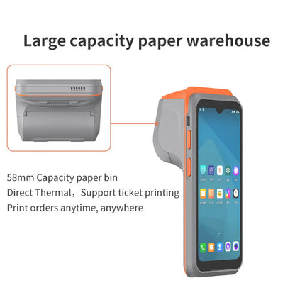 LogicOwl 1D 2D NFC Portable PDA POS Terminal Scanner and Thermal Printer with 2350mAh Battery, 4G GPS, Dual Band WIFI and Bluetooth Connection, 8MP Camera,  6.2 Display, IP54 Grade for Point of Sale and Cashier | OJ-H3