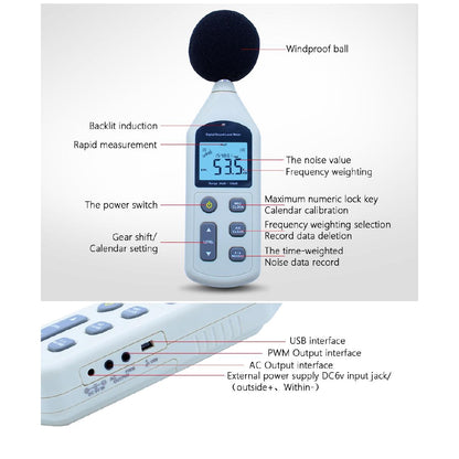 [CLEARANCE] Benetech GM1356 Digital Sound Decibel Noise Level Meter Tester 30-130dB with USB Interface