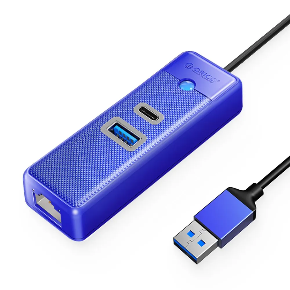 [CLEARANCE] ORICO 1.8m 3-in-1 USB 3.0 Type C Data Hub with 5Gbps USB-C 3.0 Input, 1000Mbps Ethernet, 5Gbps USB-C 3.0, USB-A 3.0 for Windows 8/10, macOS, Linux | PWCUR-U3-015
