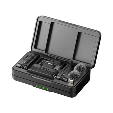 Ulanzi A100 Omnidirectiol Wireless Dual TX + RX Lavalier Microphone System with 800mAh Charging Case, Max 20m Transmission Range Plug and Play for iOS and Android Devices, Smartphones