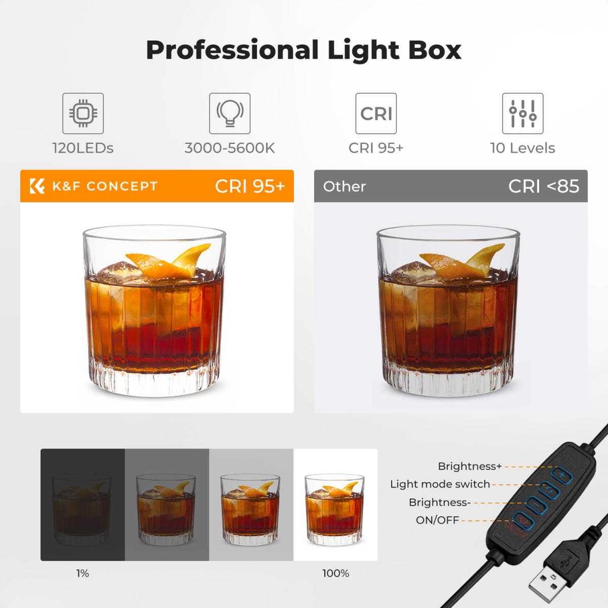 K&F Concept 30cm Professional Photo Light Box w/ 6 PVC Backdrops