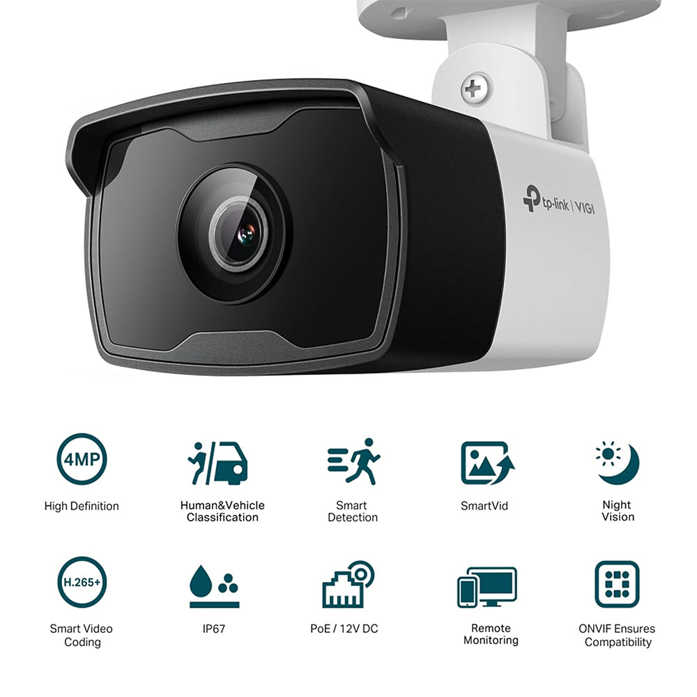 TP-Link VIGI C340I 2.8MM / 4MM / 6MM 4MP Outdoor IR Bullet Network CCTV Camera