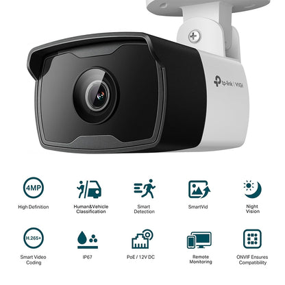 TP-Link VIGI C340I 2.8MM / 4MM / 6MM 4MP Outdoor IR Bullet Network CCTV Camera