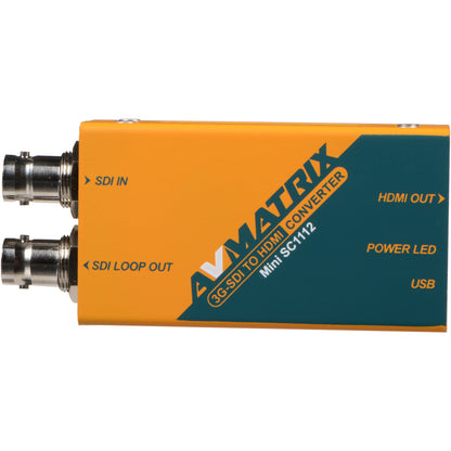 [CLEARANCE] AVMatrix Mini SC1112 3G-SDI to HDMI / Mini SC1221 HDMI to 3G-SDI Pocket-Size Broadcast Converter 1080p60 with AC Power Adapter, LED Power Indicator, Micro USB Port, and Mounting Bracket