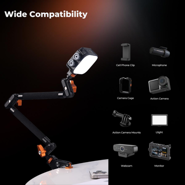 K&F Concept 22-Inch Magic Arm Boom Clamp, Super Clamp w/ 360° Ball Heads, Adjustable Overhead Mount