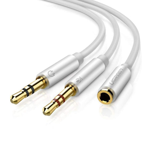 UGREEN 3.5mm TRRS Female to Dual 3.5mm Male AUX Headphone Audio Cable Splitter Adapter with Earphone Headset and Microphone Plug for Phones, Computers, Laptop | 10790