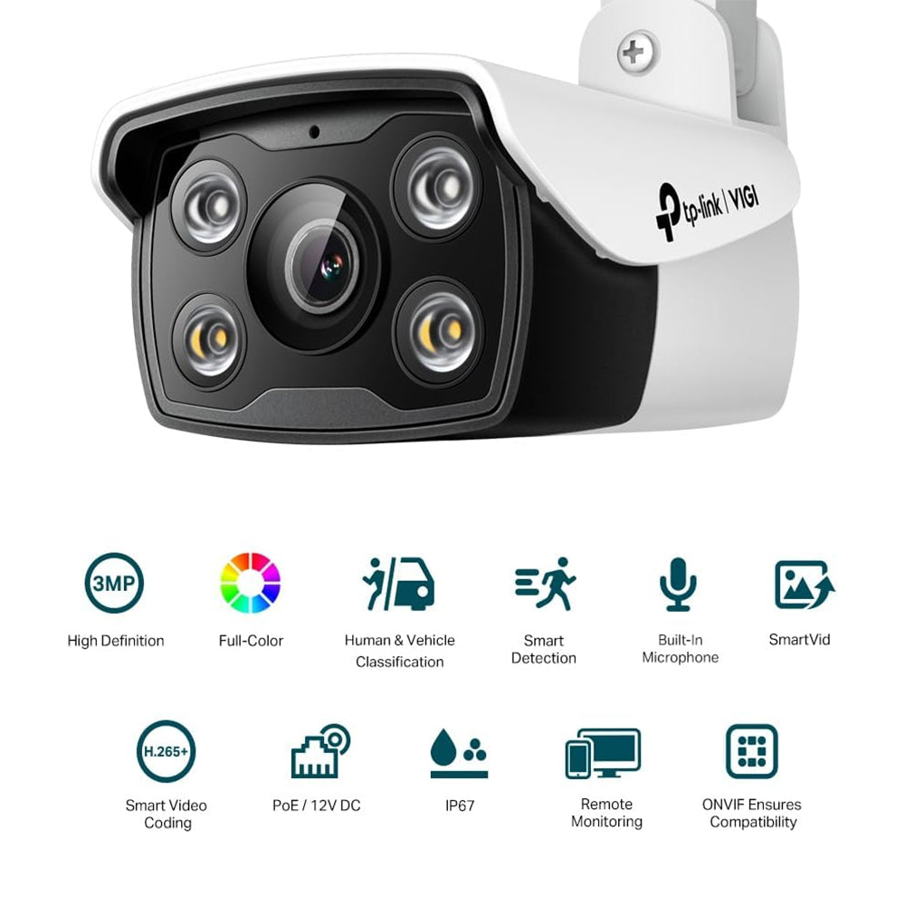 TP-Link VIGI C330 2.8MM / 4MM 3MP Full-Color Bullet Network CCTV Camera
