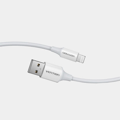 Vention USB 2.0 A Male to Lightning 2.4A Male Nickel 1.5 Meters Plated Data Charging Cable with 480Mbps Transmission Speed for Smartphones (White) LAFWG