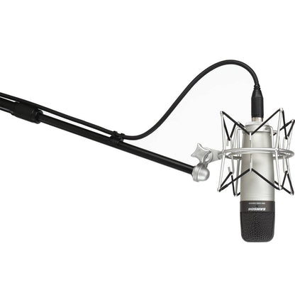 Samson C01 SR850 Cardioid Condenser Microphone Headphone Bundle Kit Set with 10Hz to 30kHz Frequency Response, 19mm Large Diaphragm, Enhanced Ambient Listening, & Gold Plated XLR Connector for Studio, Podcast, Recordings, Acoustics