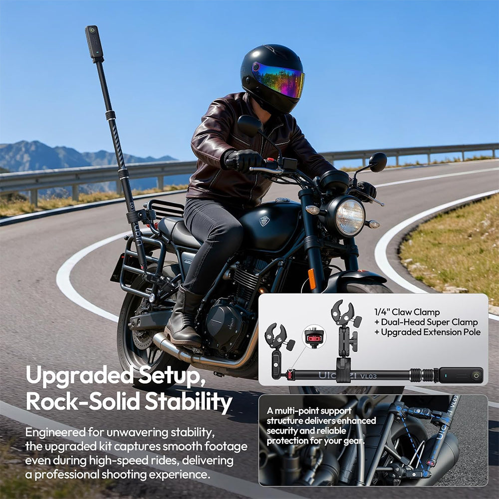 Ulanzi VL03 Motorcycle Bike Panoramic Selfie Stick Monopod for insta360 One X2 X3 | T119