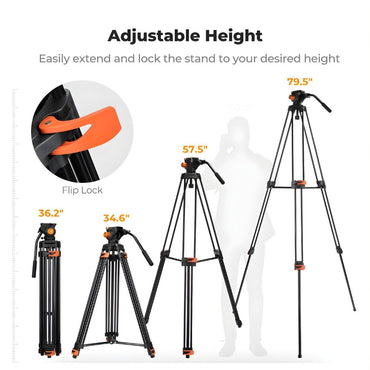 K&F Concept VA3+BV70 360° Fluid Head Video Tripod