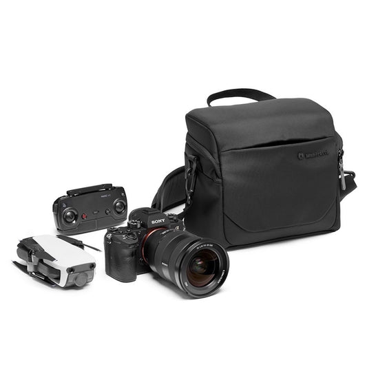 Manfrotto Advance Camera Shoulder Bag Water-Resistant Storage Bag for DSLR/SLR/Mirrorless Cameras, Lenses & Drones with Removable Dividers & Rain Cover