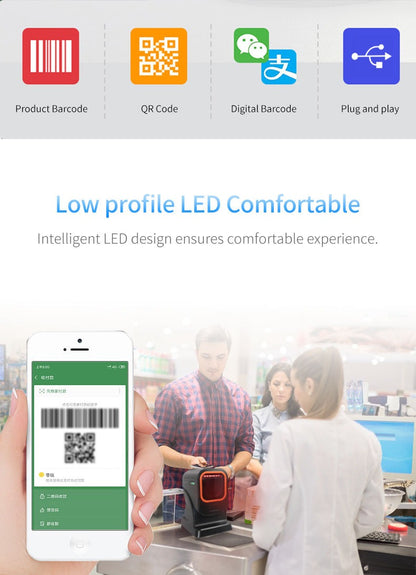 Logicowl OJ-MP6200 1D 2D Grocery supermarket barcode scanner QR Code Omni directiol CCD