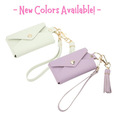 [CLEARANCE] Pikxi Mini Snap Button Tassel Leather Wallet for Instax Mini Film & Card Holder with Wrist Loop - Purple