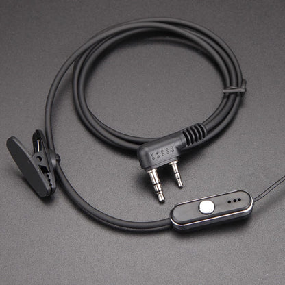 BaoFeng 2 Pin PTT Push-To-Talk Microphone Earpiece Ear Mounted Headset with 3.5mm Ear Stereo Top Pin, 2.5mm Mic Stereo Bottom Pin Ear Radio Compatible with Two-Way Radio