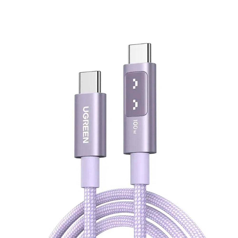 UGREEN UNO 0.5 Meter USB-C to USB-C 100W PD Fast Charging Cable with LED Emoji Display, 480Mbps Data Sync, E-Marker Smart Chip, Braided USB-C Male Cable for Laptop, Tablet, Smartphone and Gaming Devices | L509 (45612) | JG Superstore