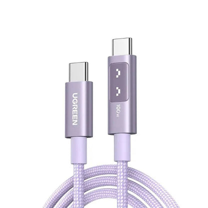 UGREEN UNO 0.5 Meter USB-C to USB-C 100W PD Fast Charging Cable with LED Emoji Display, 480Mbps Data Sync, E-Marker Smart Chip, Braided USB-C Male Cable for Laptop, Tablet, Smartphone and Gaming Devices | L509 (45612) | JG Superstore
