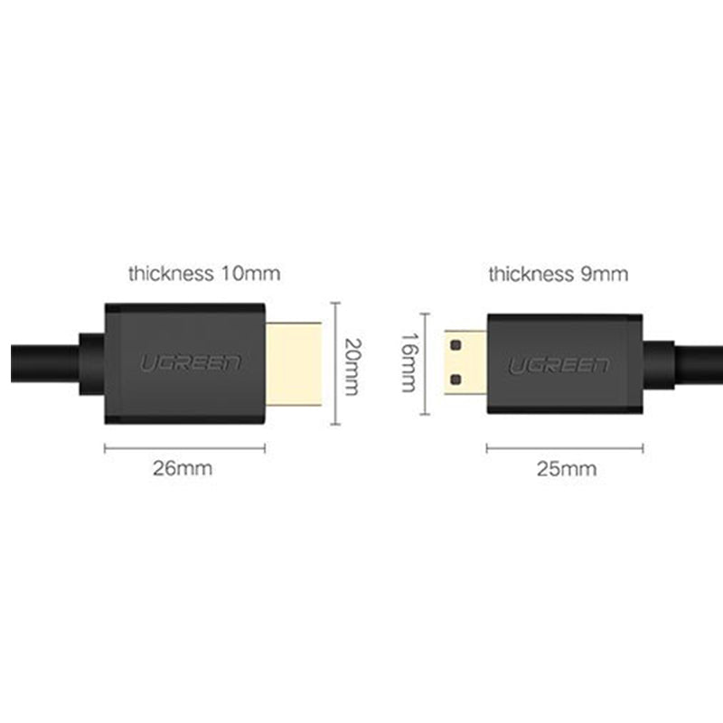 UGREEN 1.5-Meter HDMI 2.0 to Mini-HDMI 4K 60Hz UHD Video Cable with 18Gbps Ethernet Data Transmission Speed, 3D Display Support, and Audio Channel Return for Home Theater Systems, TV, Projectors, and Consoles | 11167