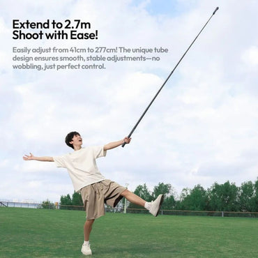 Ulanzi VL02 Carbon Fiber Selfie Stick Monopod with Up to 2.7 Meters Max Height, 1/4" Thread Hole Mount & Screw for GoPro, Insta360, DJI Osmo Action Camera | T096