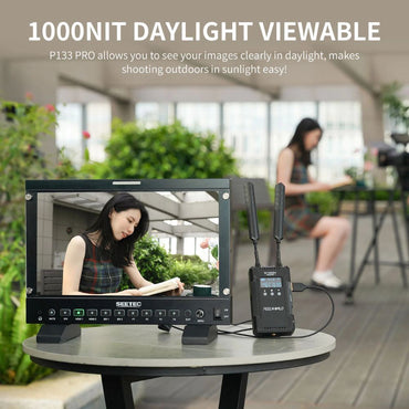 [CLEARANCE] FEELWORLD SEETEC P133 Pro 13.3" IPS HDMI 2.0 / 3G-SDI Broadcast Monitor with 4K @ 60Hz, DVI Input, 1000 NITs, Waveform LUT,  Tally Indicator, 16 Channel Audio Meter, V-Mount Battery Plate and DC Output
