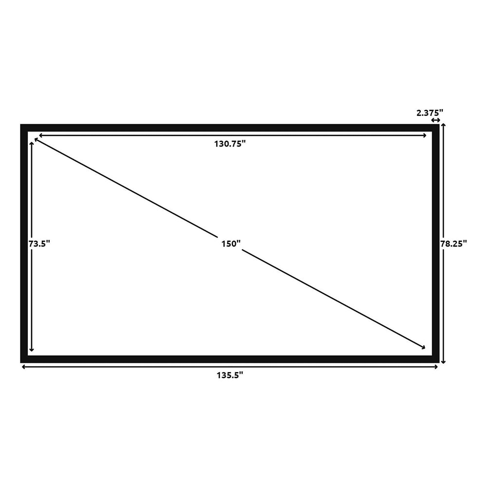 SILVER TICKET STR-169150 150-Inch 16:9 Frame Wall Cinema Projection Screen w/ 4K Ultra HD/8K/1080p