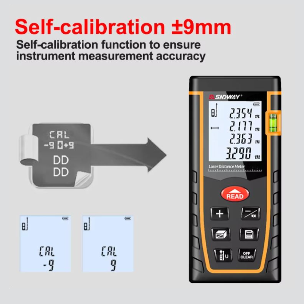 Sndway SW-T100 Digital Laser Distance Meter 100M Laser Rangefinder Tape Measure Distance Tool