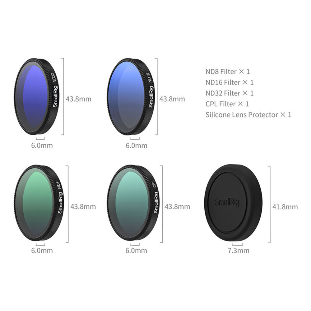 SmallRig DJI Osmo Action 6 Lens Filter Kit ND8 / ND16 / ND32 / CPL / Black Mist 1/4 / UV Ultraviolet
