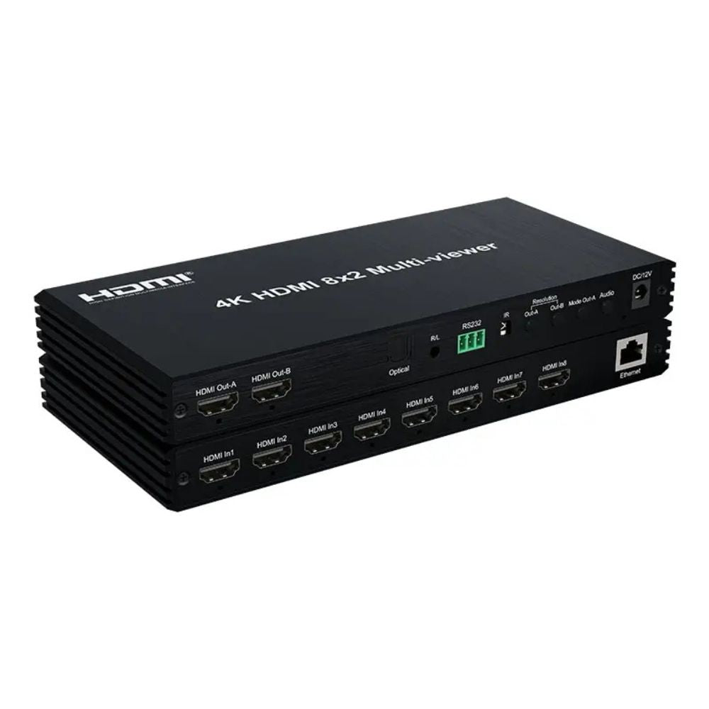 ArgoX 8-In 2-Out HDMI Switcher Multi-Viewer Control Box with Video Matrix, PIP Function, Optical Fiber & 3.5mm Stereo Audio Extractor for Televisions, Screen Displays, Monitors, Computers & Laptops