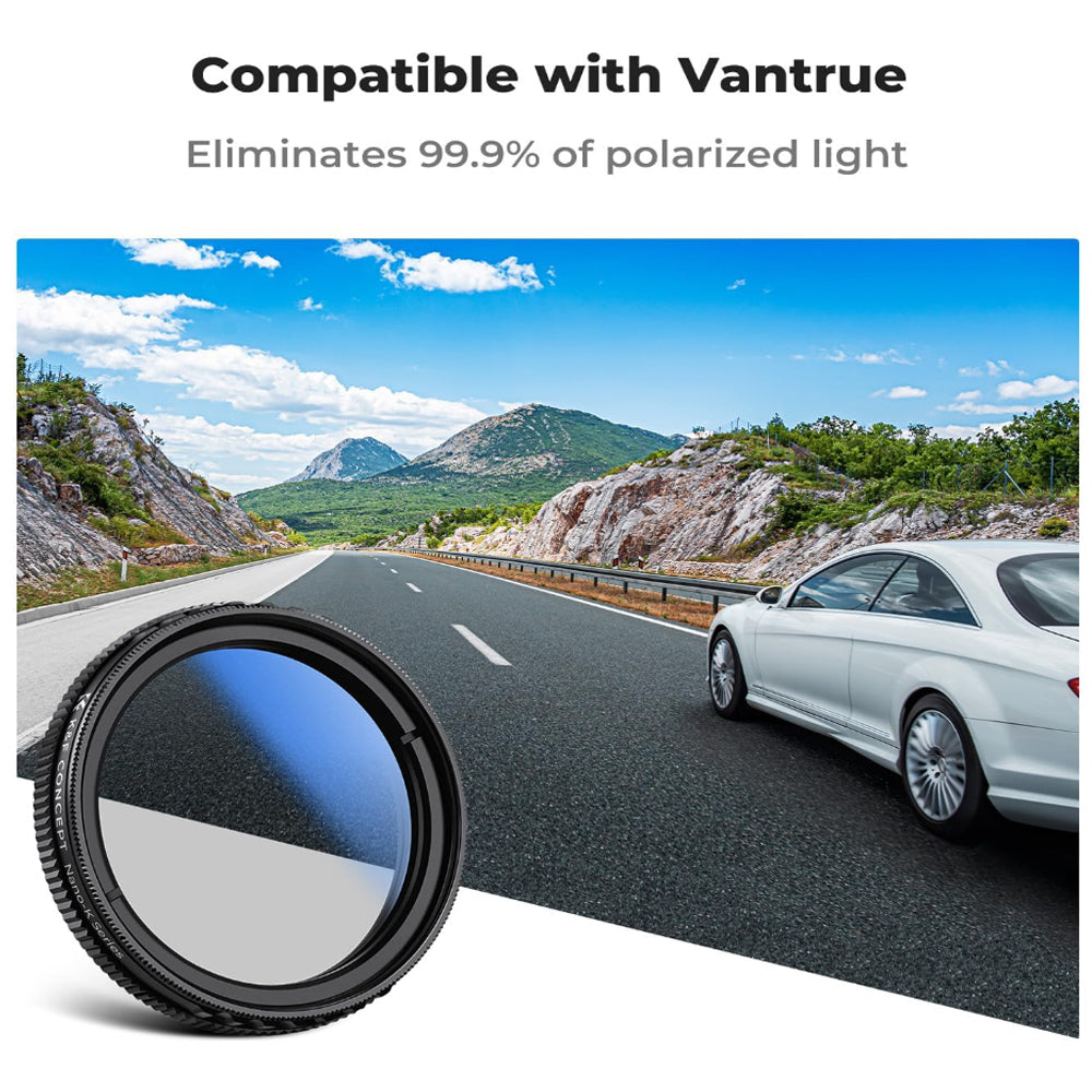 K&F Concept 40mm Ultra Slim CPL Circular Polarizer Lens Filter for Vantrue E1 E2 E3 E1 Lite; S1 Pro; N4 Pro; N5 Car Dash Camera