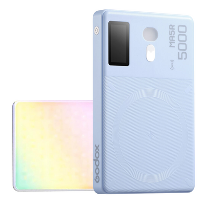 Godox MA5R Magnetic RGB Full Color LED Selfie Light / Wireless Power Bank with 3.7V 4900mAh Lithium Battery, 1800-10000K CCT Range, 14 Lighting Effects, Onboard Control, Bluetooth and NFC Connection for Photography & Video Content Creation