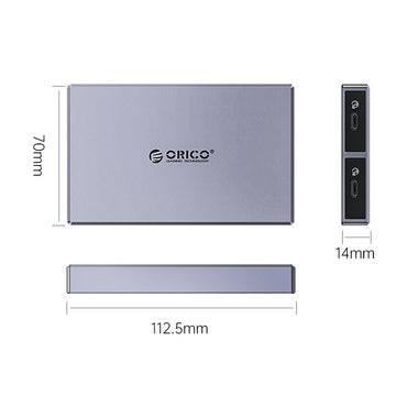 [CLEARANCE] ORICO CM2C3-2N Type C Dual-bay M.2 NVME SSD Aluminum Alloy Enclosure with 10Gbps Transmission Rate, M Key/B&M Key, Thermal Fin, and Thermal Pad for Windows, Mac OS, Linux, and Android | Grey