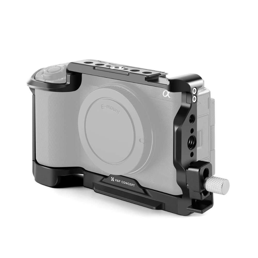 K&F Concept Camera Cage for Select Sony Cameras, CNC Aluminum Alloy, Arca-Style QR Base, Cold Shoe, 1/4"-20 & 3/8"-16 Mounts