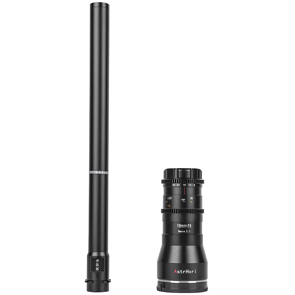 AstrHori 18mm F/8 MF APS-C 2X Macro Probe Lens for Sony E / M43 Micro Four Thirds Mount Mirrorless Cameras Manual Focus with Slender Lens Body, Sapphire Lenses, Built-in LED Fill Light for Photography