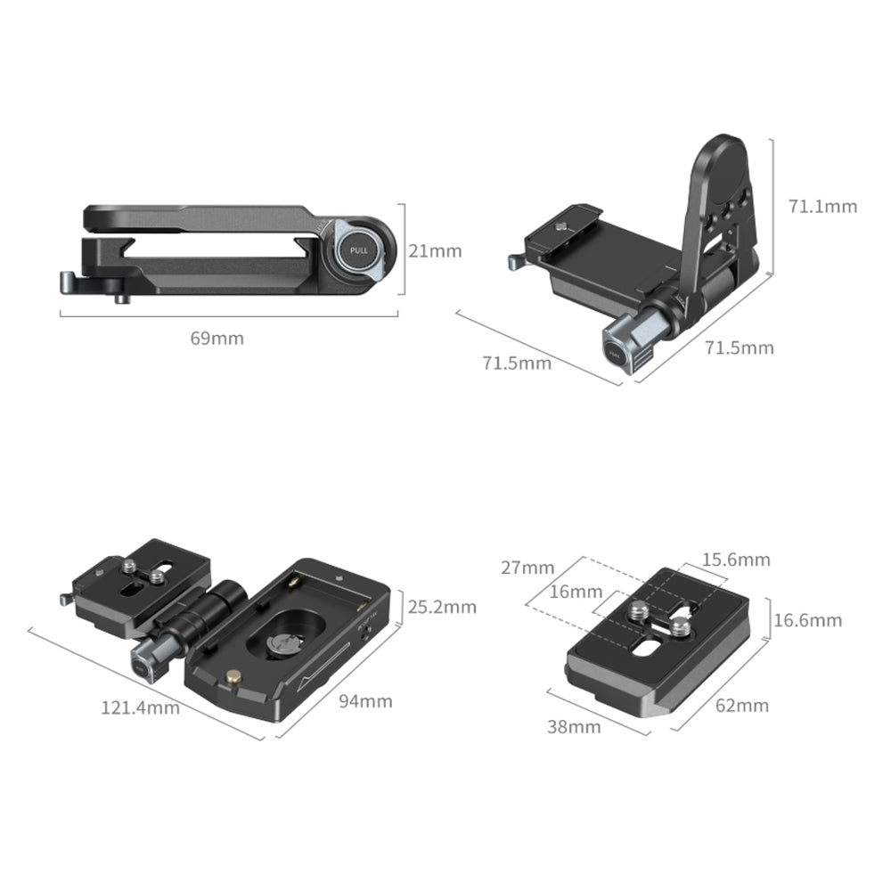 SmallRig NP-F Battery / Power Bank Mount Plate Kit for Mirrorless Cameras with Arca-Swiss Quick Release Plate & Clamp, Multiple 1/4"-20 & 3/8"-16 Threaded Holes &  Back-Mounted Foldable Design | 4696 4695