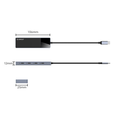 [CLEARANCE] ORICO Type C 4 in 1 Hub Compact and Portable Aluminum Alloy + ABS with 10Gbps Transfer Rate USB 3.2 Type C x 3 Type C x 1 PD 100W Drive Free Fast Cooling High-Performance Zero-Latency for Windows Mac OS Linux iPad | DH-4C