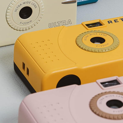 RETO Ultra Wide & Slim Film Camera with 22mm Ultra-Wide-Angle Lens, 135 35mm Film Format, Point and Shoot for Photography | Pastel Pink