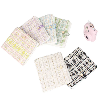 Pikxi 160 Pockets 20 Pages Tweed Cloth Soft Fabric Photo Album for FUJIFILM Instax Mini Instant Film Camera | Black Green White | JG Superstore
