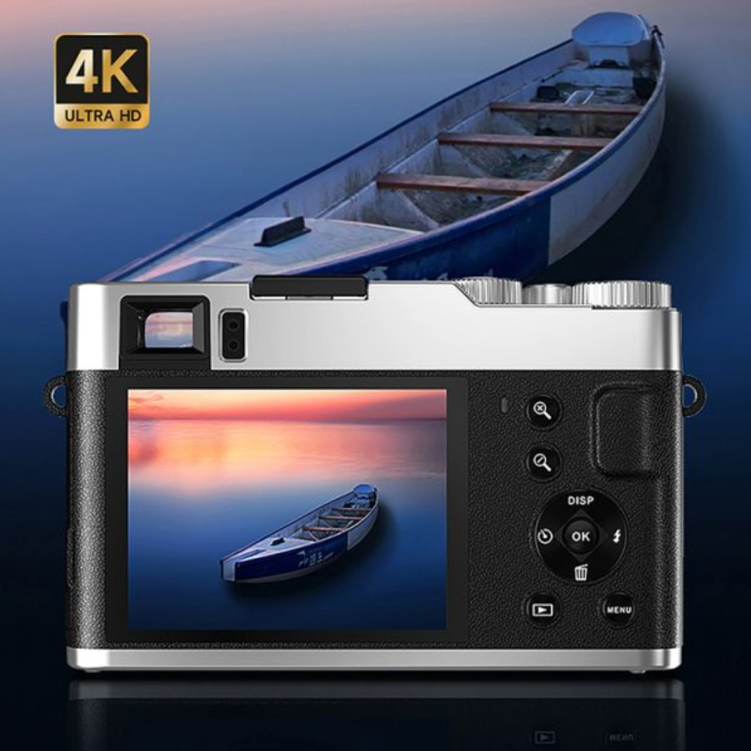 SONGDIAN DC202L 48MP Vintage Digital Camera 4K UHD Retro Style w/ Optical Viewfinder, AF Autofocus, 16x Zoom, Built-in Flash, Hot Shoe Mount, 2.8" IPS LCD Display, 3.5mm / USB Type-C / MINI HDMI Ports for Point & Shoot Photography | Brown, Black
