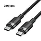 Vention 1M / 2M 60W USB 2.0 Type-C Male to Type-C Male PD Fast Charging Data 3A Cable with High-Speed 480Mbps Transfer Speed, Nylon-Coated for Smartphone, Tablet, Laptop, Gaming Console - Black / Pink / Blue / White