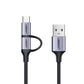 UGREEN 1m USB A to Micro USB + USB Type C Cable with Fast Charging Feature, 480 Mbps of Data Transfer, and Aluminum Alloy + Nylon Braided Material for Windows, Mac OS, Linux, and Smartphones