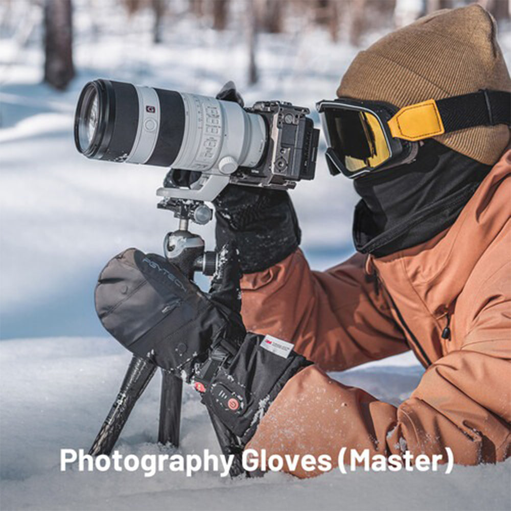 PGYTECH Master Photography Gloves for -35°C~0°C Shooting Temperature with Graphene Heating, 4000mAh USB-C Battery with Power Bank Function, Splash-proof and Breathable Fabric, Fold-Back Finger Cap, and Anti-Slip Grip Design