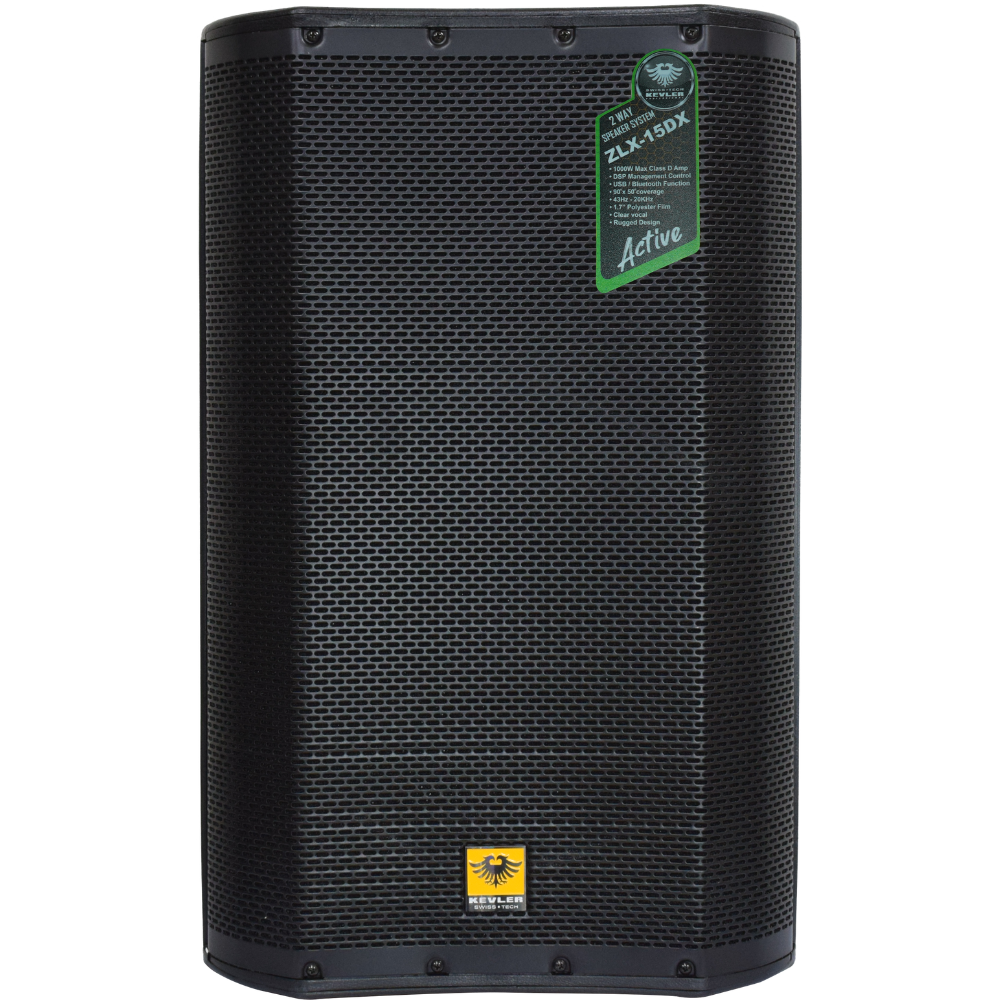 KEVLER ZLX-15DX (PAIR) 15" Active Powered PA  Speaker 1000W Class D Bluetooth USB DSP Full Range