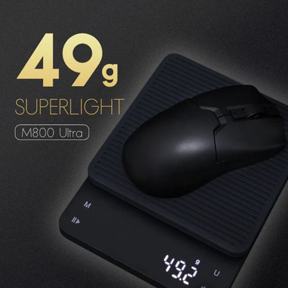 [CLEARANCE] Delux M800 Ultra USB Wired / Bluetooth and 2.4GHz Wireless Optical Gaming Mouse with 26000 DPI Resolution PAW 3395 Sensor, Up to 7 Programmable Buttons, and 120 Hour Battery for PC and Laptop Computers - White