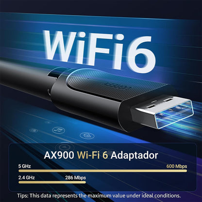 UGREEN AX900 Wi-Fi 6 USB Wireless Adapter with Dual-Band 2.4GHz/5GHz, 6dBi Antenna & Built-In Driver